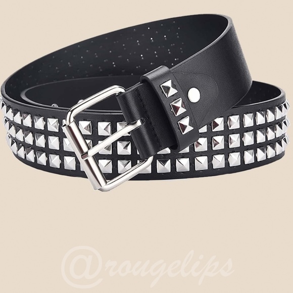 PU Black Studded Belt - Picture 2 of 10